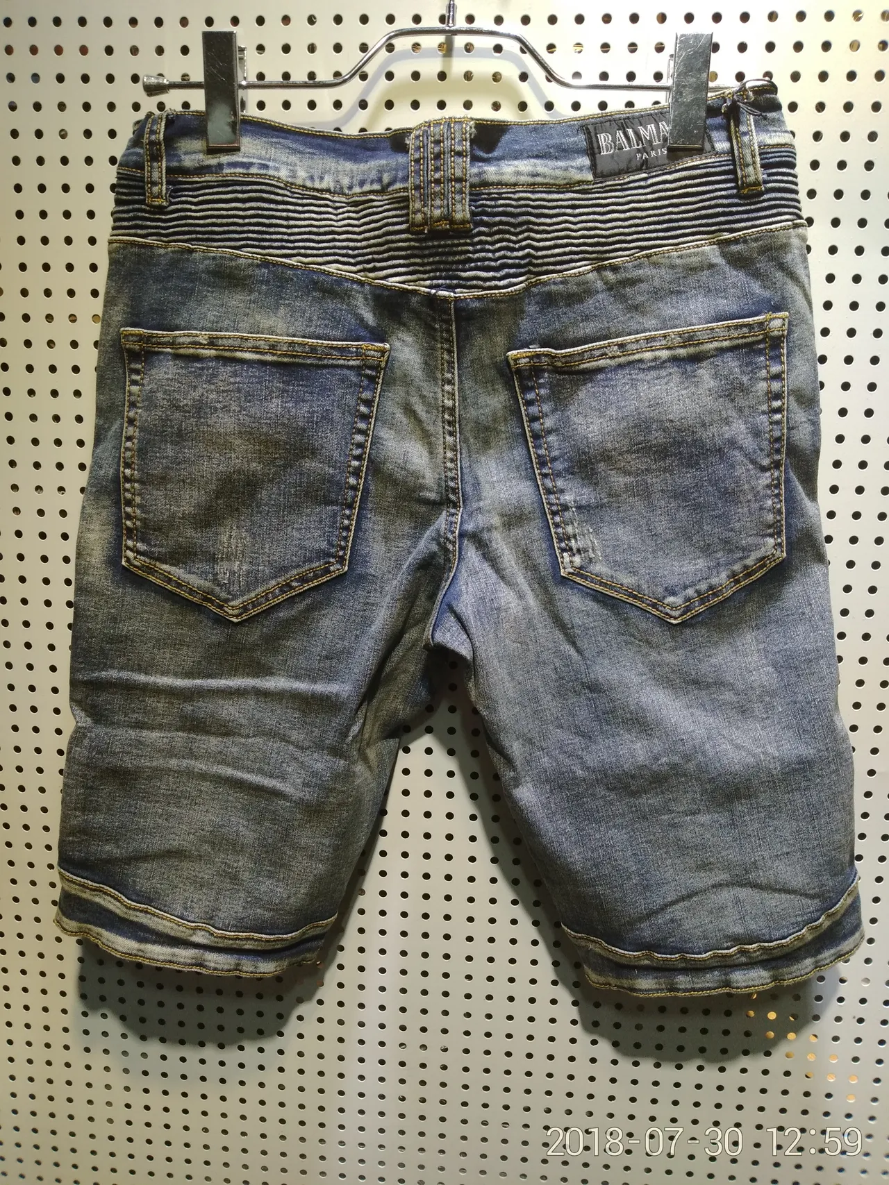 Distressed Moto-Panelled Zip-Pocket Denim Shorts 2