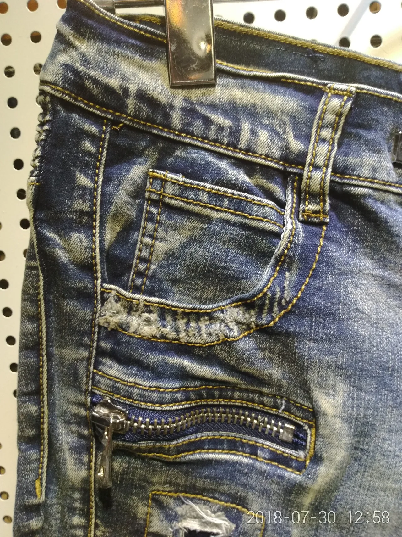 Distressed Moto-Panelled Zip-Pocket Denim Shorts 5