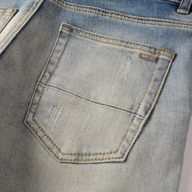 Distressed Slim-Fit Light-Wash Blue Jeans 6