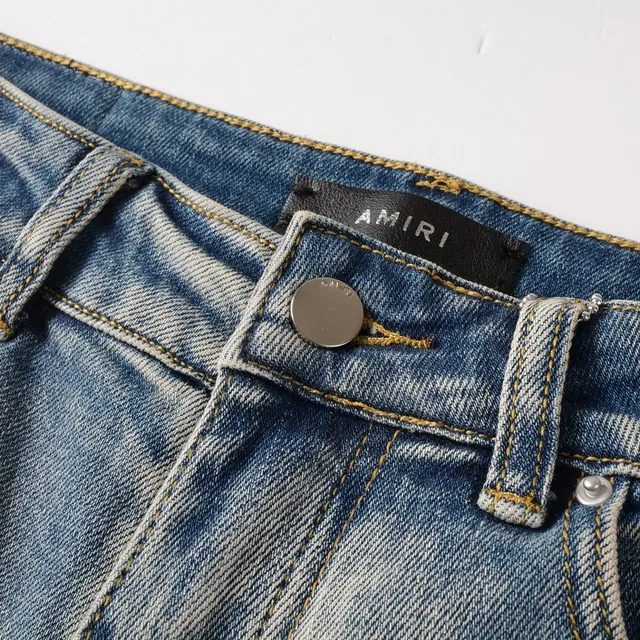 Distressed Slim-Fit Light-Wash Blue Jeans 13