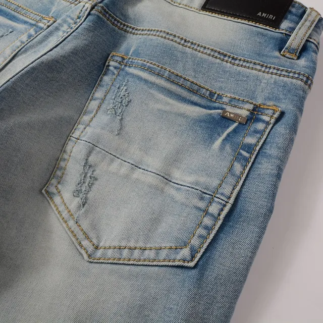Jeans slim-fit light-wash déchirés 13