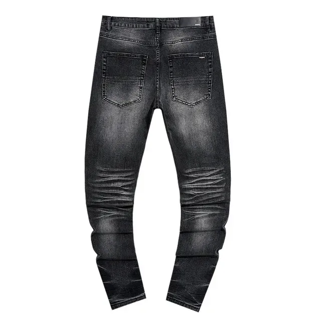 Distressed Slim-Fit Washed Black Ripped Jeans 3