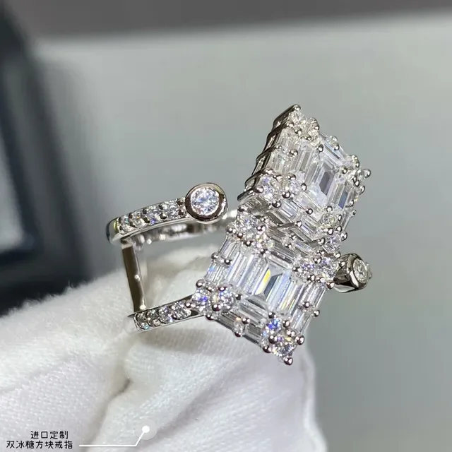 Double Ice Sugar Cube Stack Ring 2