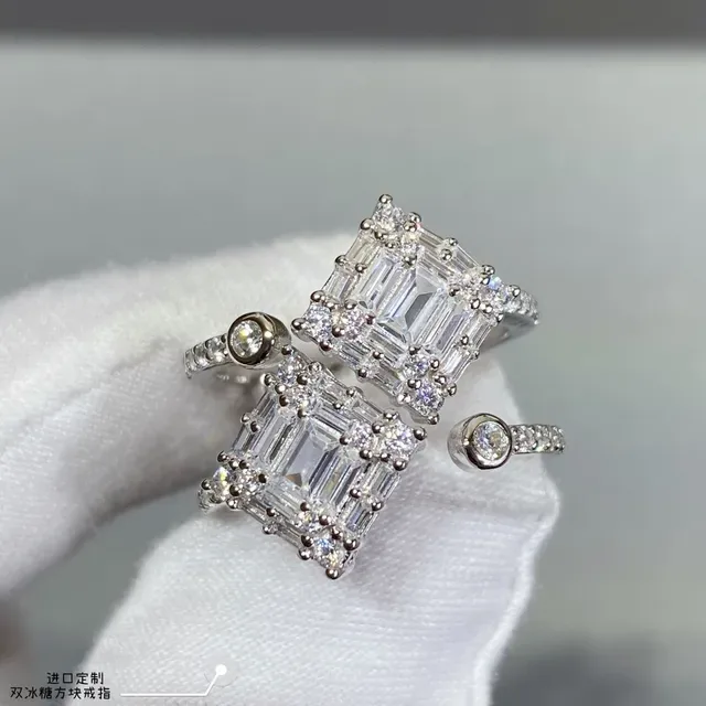 Double Ice Sugar Cube Stack Ring 4