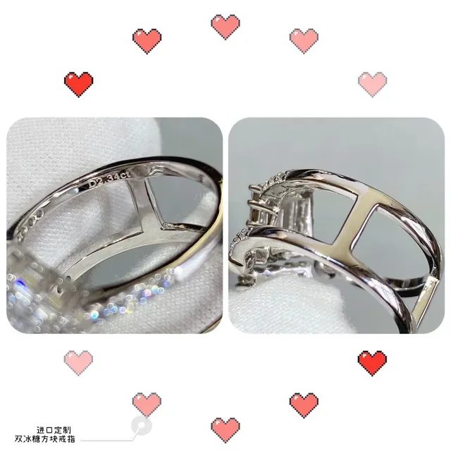 Double Ice Sugar Cube Stack Ring 5