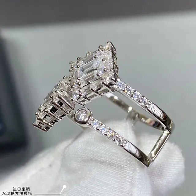 Double Ice Sugar Cube Stack Ring 6