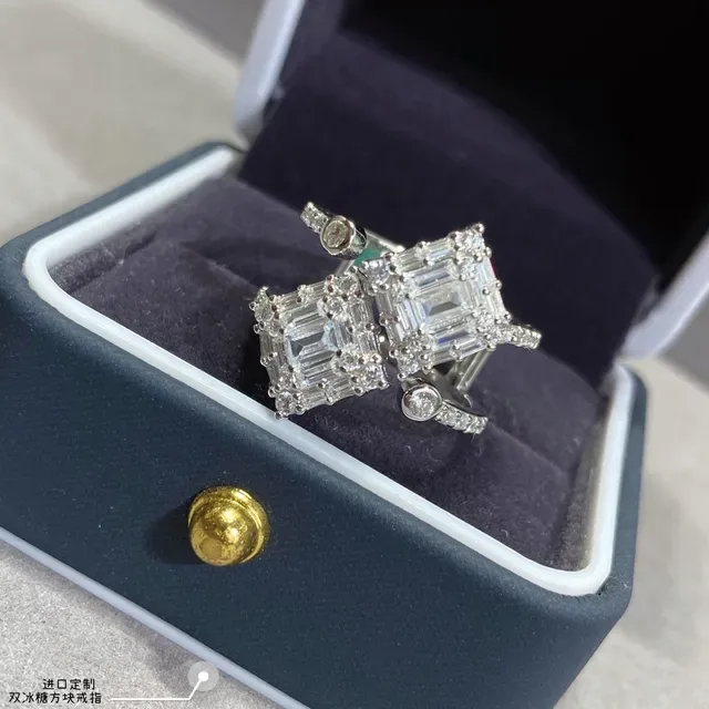 Double Ice Sugar Cube Stack Ring 8
