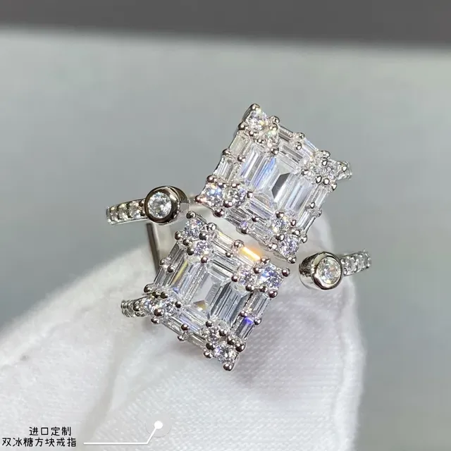 Double Ice Sugar Cube Stack Ring 9