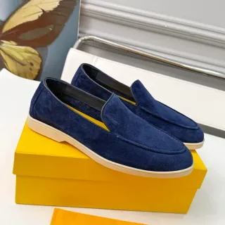 DOUCAI'S Navy Yellow स्यूड अपर कांट्रास्ट लाइनिंग लोफर