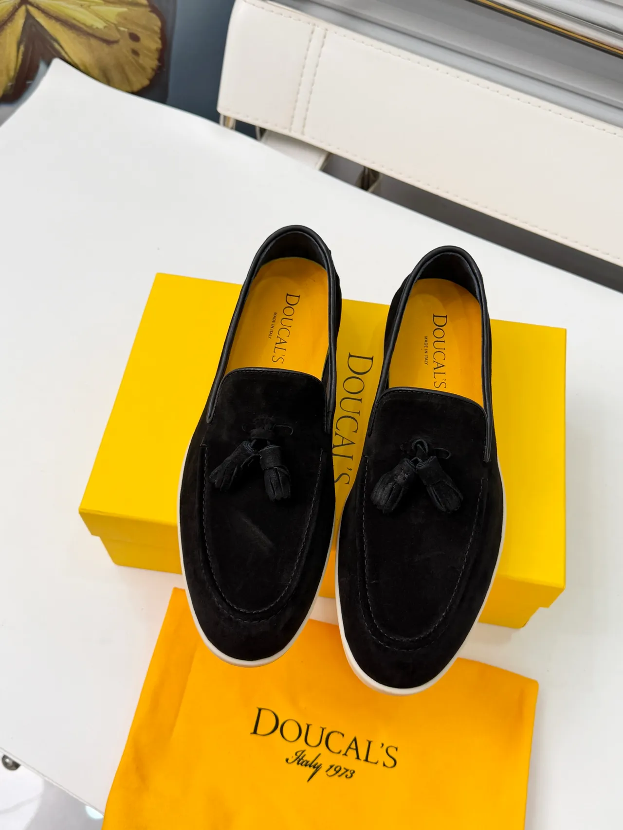 Doucal's Preto Bege Suede Detalhe de Franja Mocassim 5