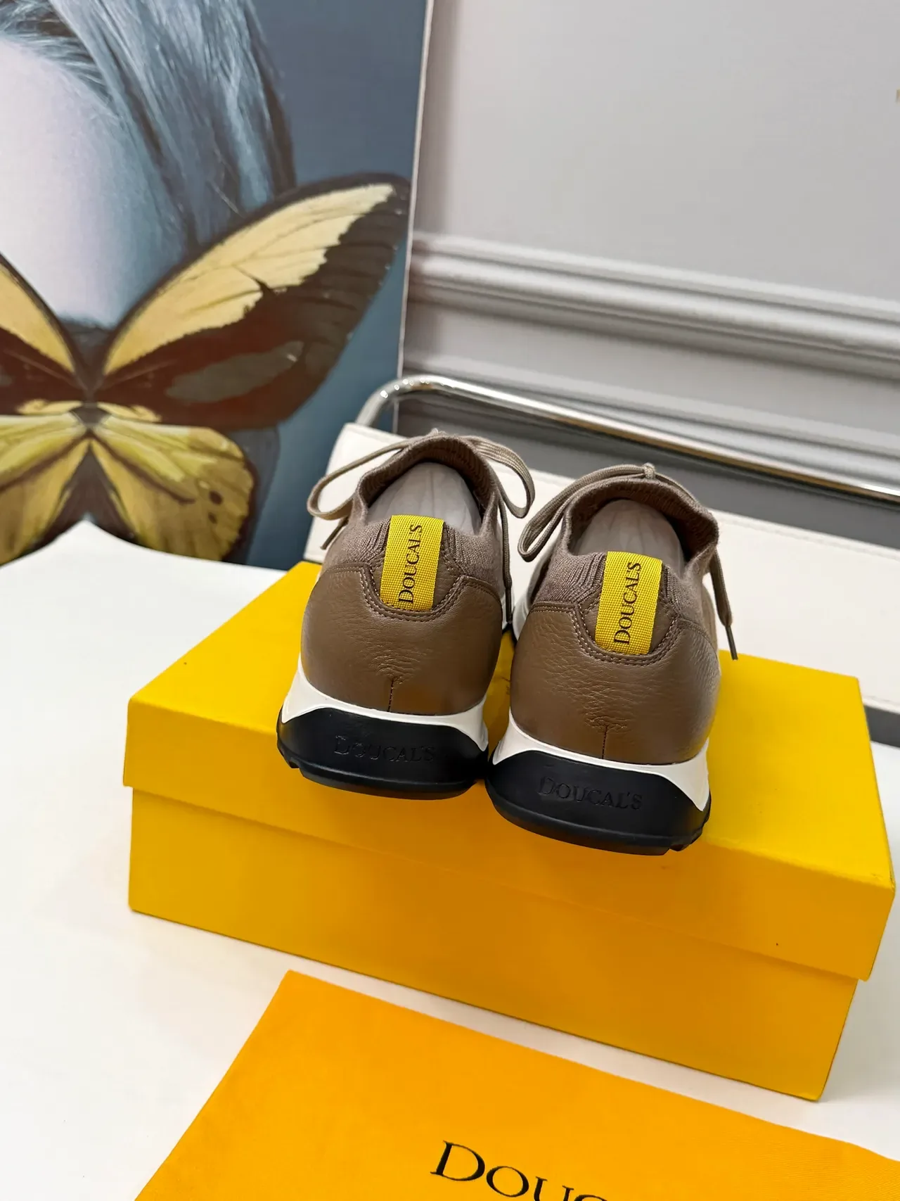 Doucal's Knit Upper Leather Heel Counter Lifestyle Sneaker 3
