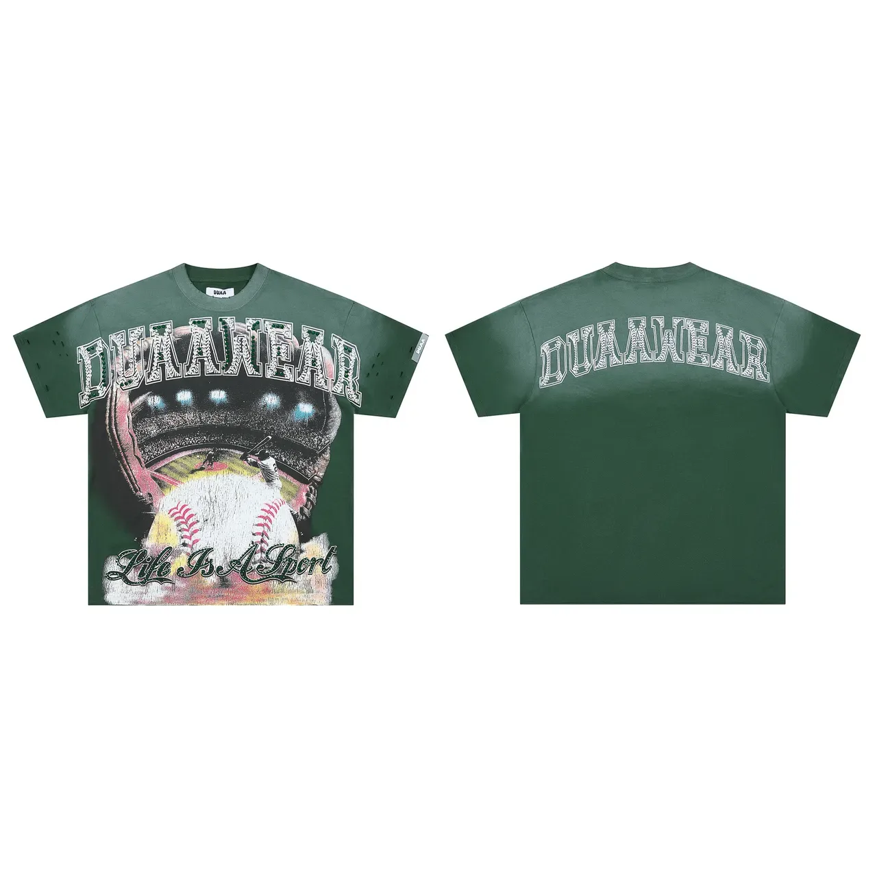 DUA AWEAR Graphic Print Distressed Oversized T-Shirt 2