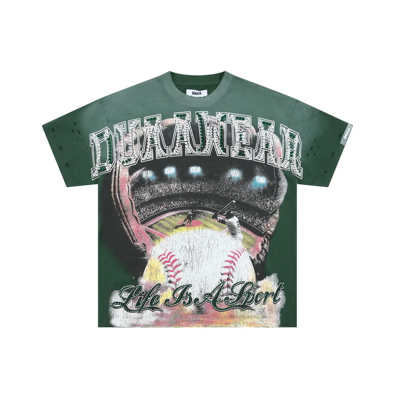 DUA AWEAR Graphic Print Distressed Oversized T-Shirt 3
