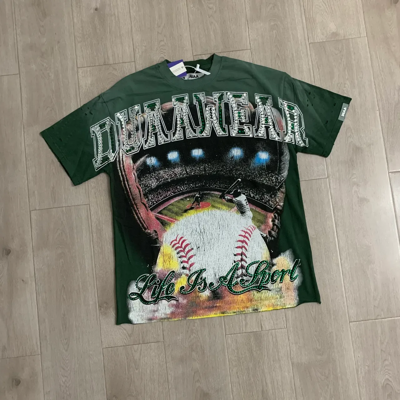 DUA AWEAR Graphic Print Distressed Oversized T-Shirt 5