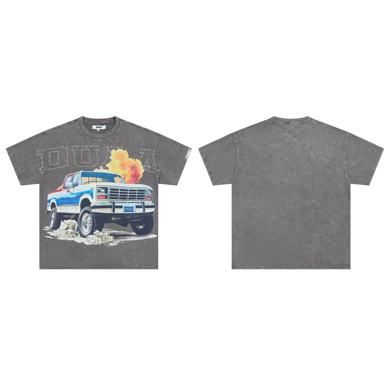 DUA Graphic Print Washed Charcoal T-Shirt 2
