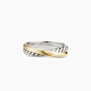 Dual-Tone Interwoven Rope and Smooth Band Ring