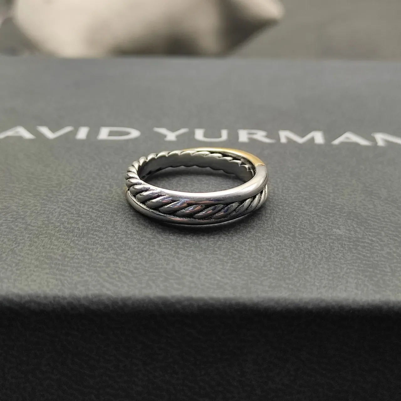 Dual-Tone Interwoven Rope and Smooth Band Ring 2