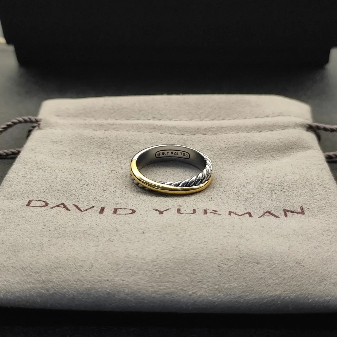 Dual-Tone Interwoven Rope and Smooth Band Ring 4