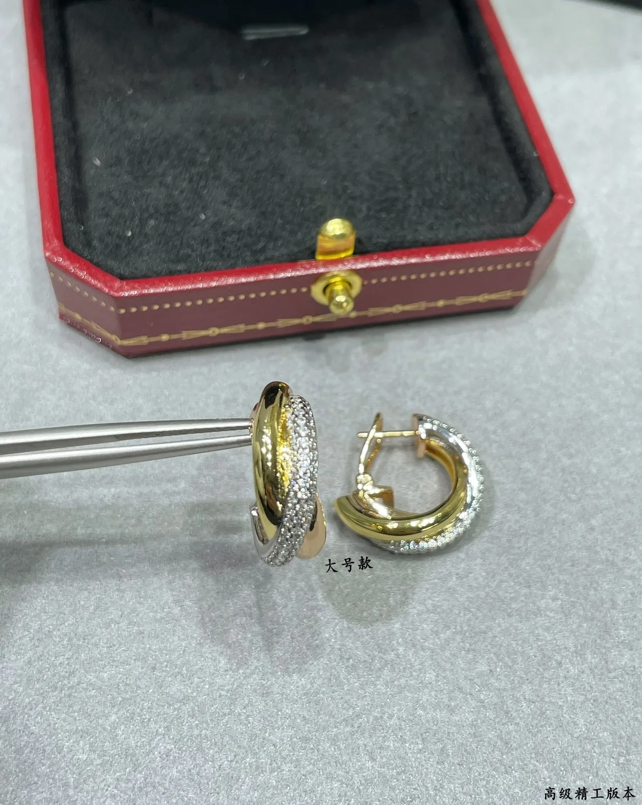 Dual-Tone Pavé Interlocking Hoop Earrings 3