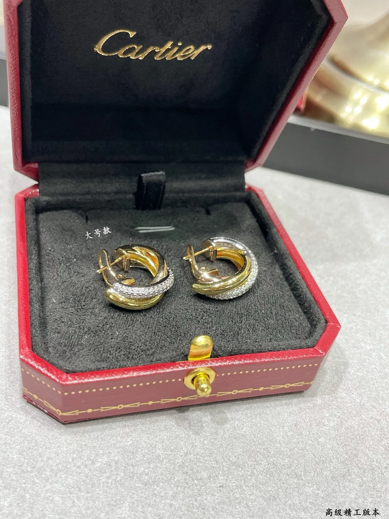 Dual-Tone Pavé Interlocking Hoop Earrings 7