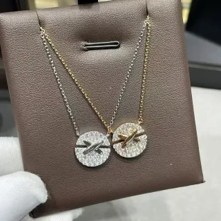 Colares X-Bar Pavé pingente circular em tom duplo