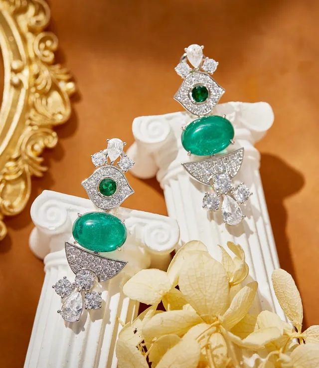 Emerald and Diamond Multi-Tier Drop Earrings 5
