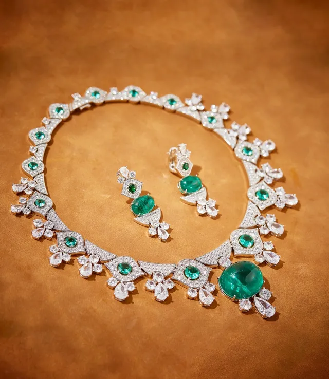 Emerald and Diamond Multi-Tier Drop Earrings 6
