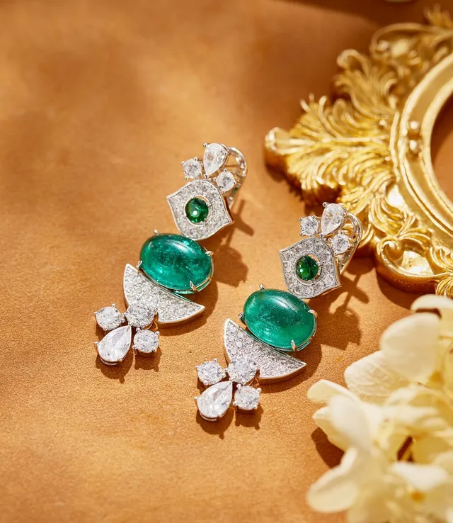 Emerald and Diamond Multi-Tier Drop Earrings 8