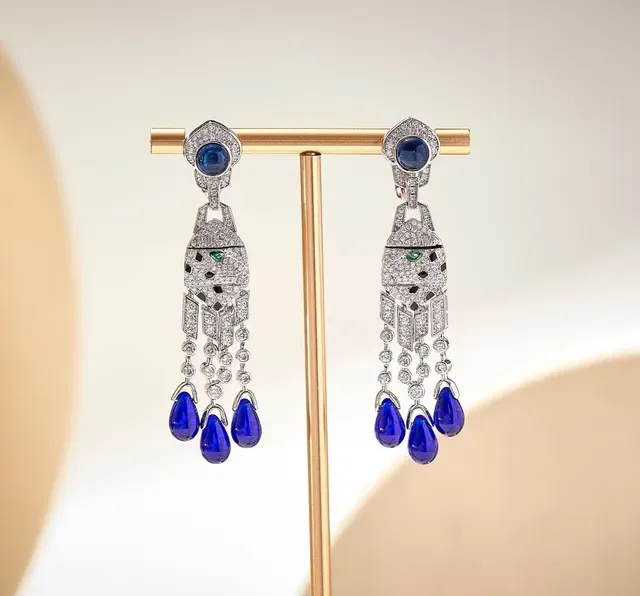 Emerald and Pavé Diamond Chandelier Earrings 2