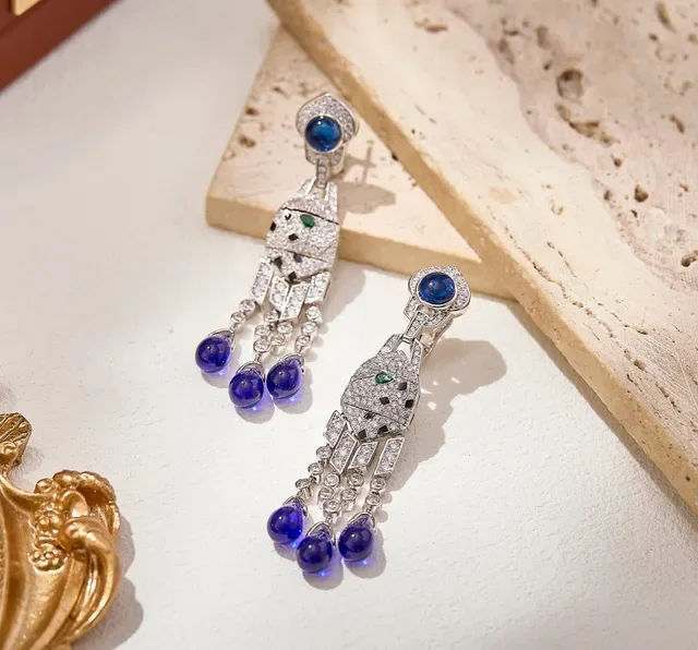 Emerald and Pavé Diamond Chandelier Earrings 5