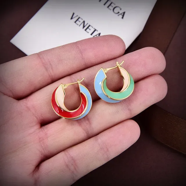 Enamel Color-Blocked Gold-Tone Hoop Earrings 2