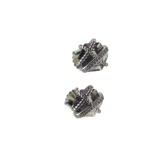 Faceted Purple Gemstone Twisted Rope Stud Earrings