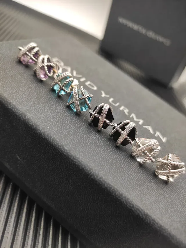 Faceted Purple Gemstone Twisted Rope Stud Earrings 2