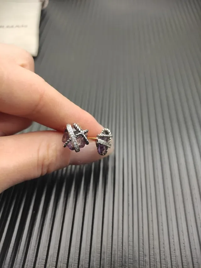 Faceted Purple Gemstone Twisted Rope Stud Earrings 9
