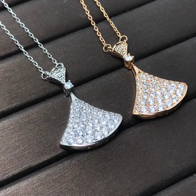 Fan-Shaped Pavé Crystal Pendant Necklace 3