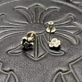 Floral-Back Oxidized Silver-Tone Stud Earrings