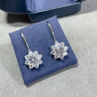 Floral Cluster Multi-Stone Dangling Earrings