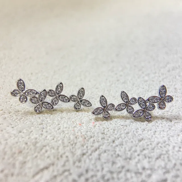 Floral Pavé Crystal Cascade Earrings 4