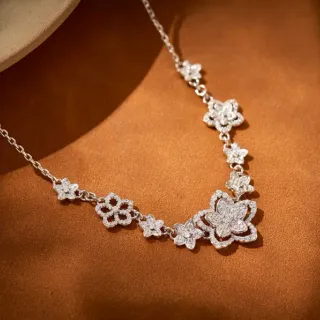 Collier Floral Pavé Argenté