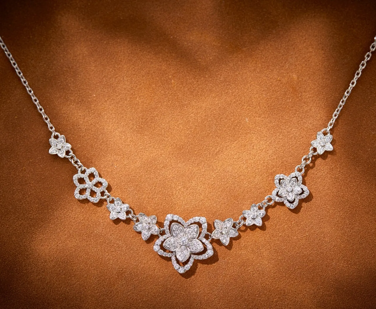 Floral Pavé Silver-Tone Necklace 6