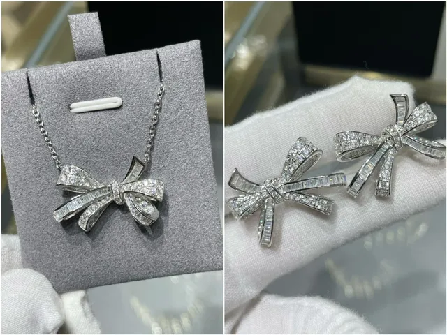 Flower-Shaped Pavé Crystal Five-Petal Silver-Toned Necklace 7