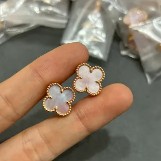 Four-Leaf Clover Mother-of-Pearl and Gold-Tone Stud Earrings