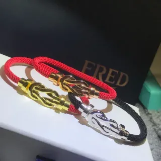 FRED Red Black Knot-Clasp Braided Cord Bracelet