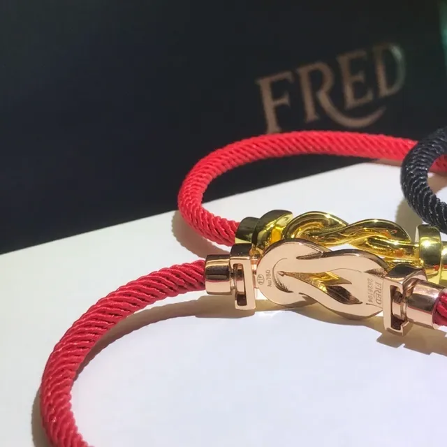 FRED Red Black Knot-Clasp Braided Cord Bracelet 2