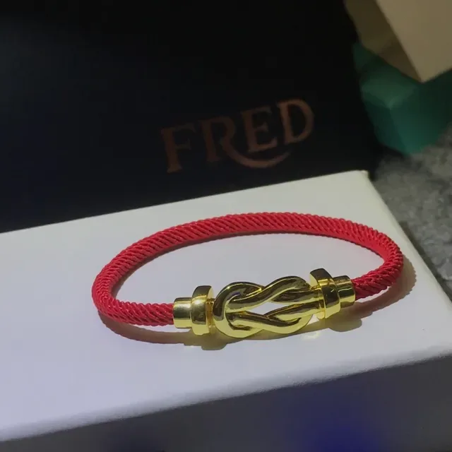 FRED Red Black Knot-Clasp Braided Cord Bracelet 5