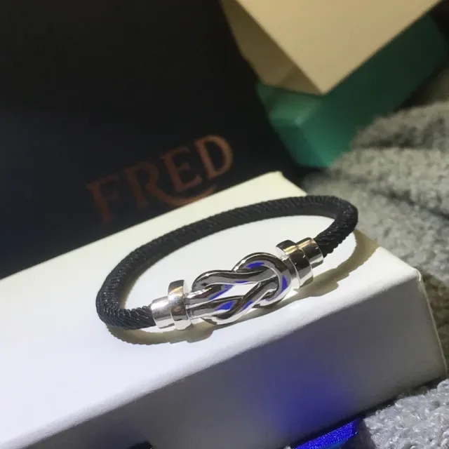 FRED Red Black Knot-Clasp Braided Cord Bracelet 6