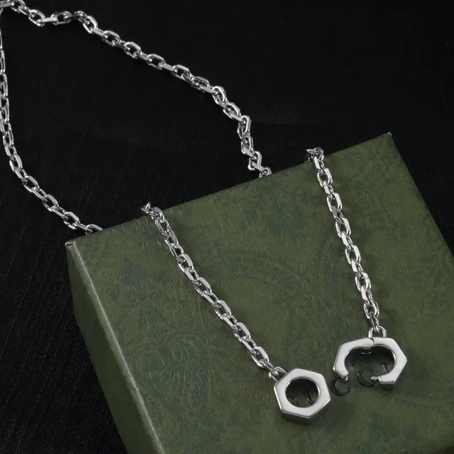 Gold and Silver Hexagonal Geometric Pendant Necklaces 3