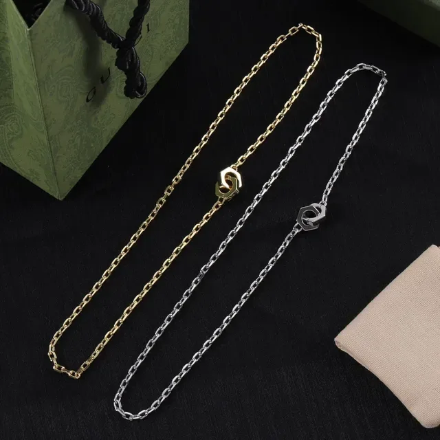 Gold and Silver Hexagonal Geometric Pendant Necklaces 6
