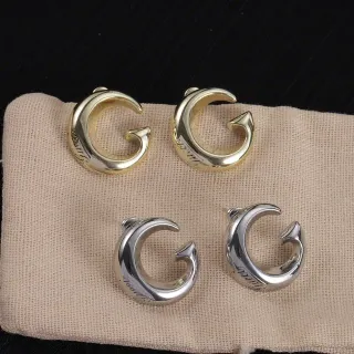 Gold and Silver Polished C-Shaped Open Hoop Earrings