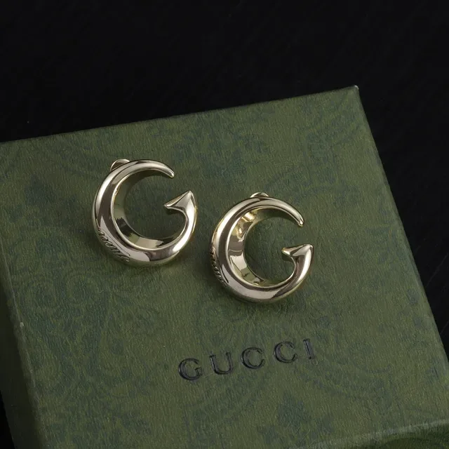 Gold and Silver Polished C-Shaped Open Hoop Earrings 2